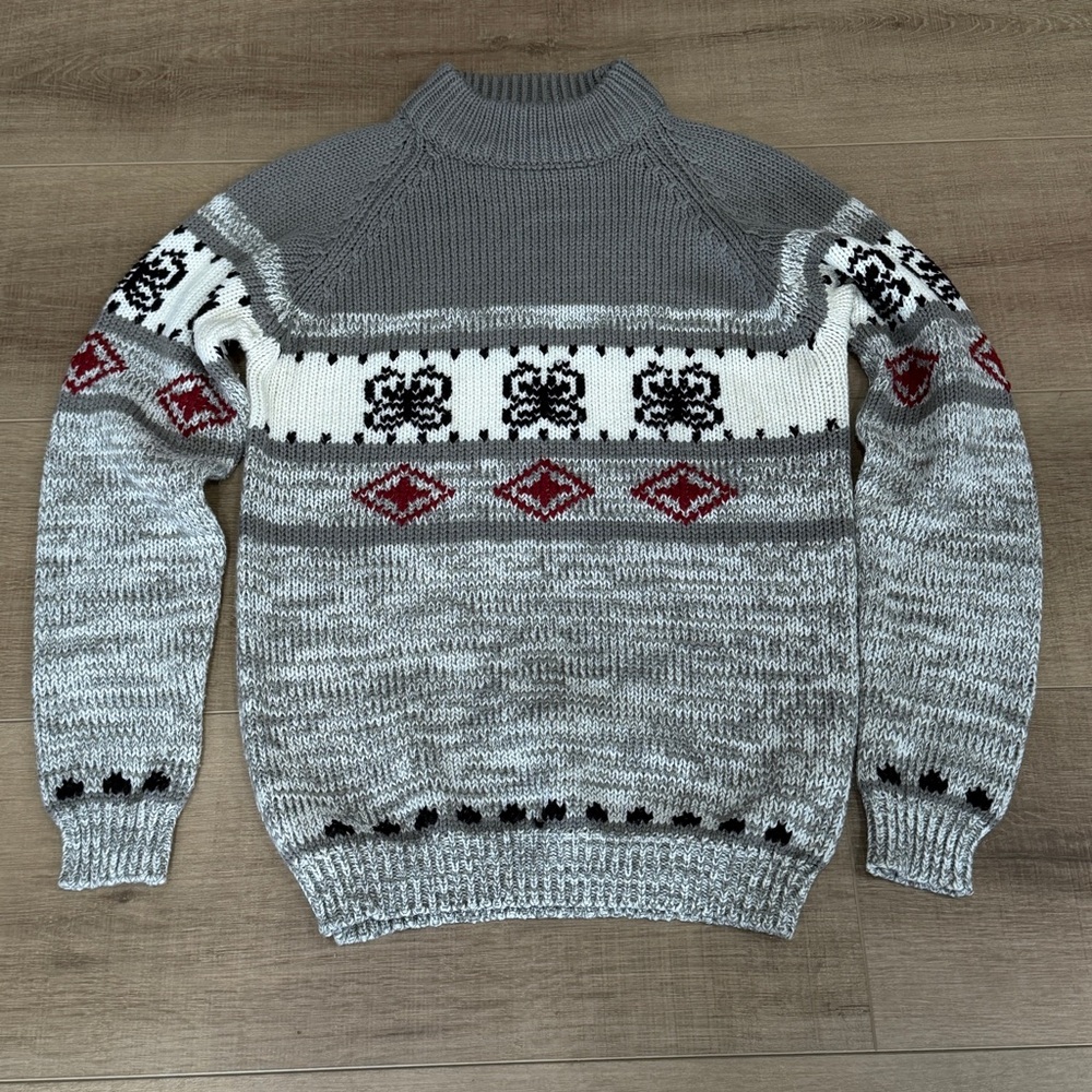 Vintage 70s Men Medium National Shirt Shops Coast toCoast Gray Fair Isle Sweater